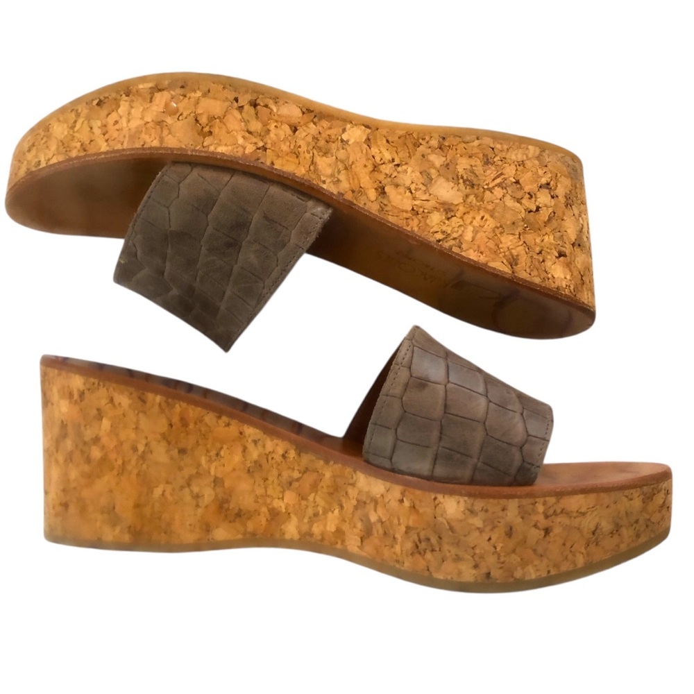 KJ Kjacques Brown Cork Wedge Sandals
